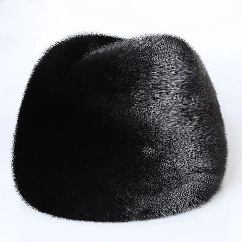 2025 INVIERNO UNISEX TOP REAL MINK FUR BOMBER HAT MASCULINO AUTÉNTICO MARTA CABEZA CÁLIDO NEGRO/MARRÓN GORRAS MEJOR REGALO PARA PADRES GORRAS