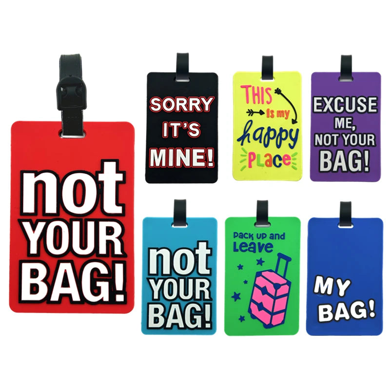 1/7PC PORTABLE TRAVEL ACCESSORIES LUGGAGE TRAVEL TAG SILICA GEL SUITCASE LABELS NAME ID ADDRESS TAGS BAGGAGE BOARDING TAG LABEL