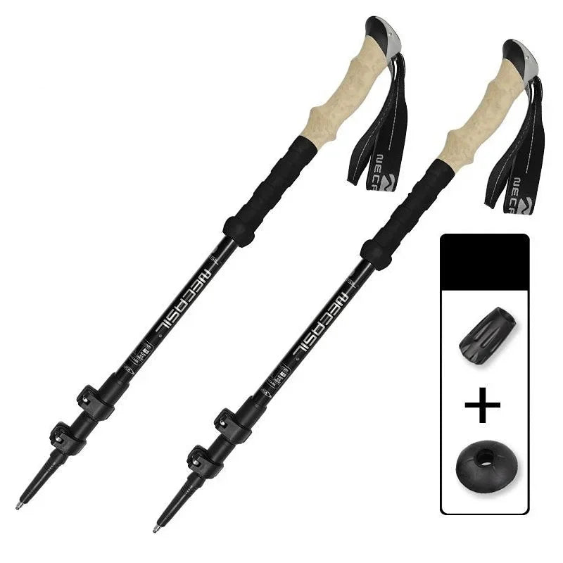 2 BASTONES DE TREKKING ALPENSTOCK TELESCÓPICOS ULTRALIGEROS PREMIUM AJUSTABLES CON BLOQUEO RÁPIDO
