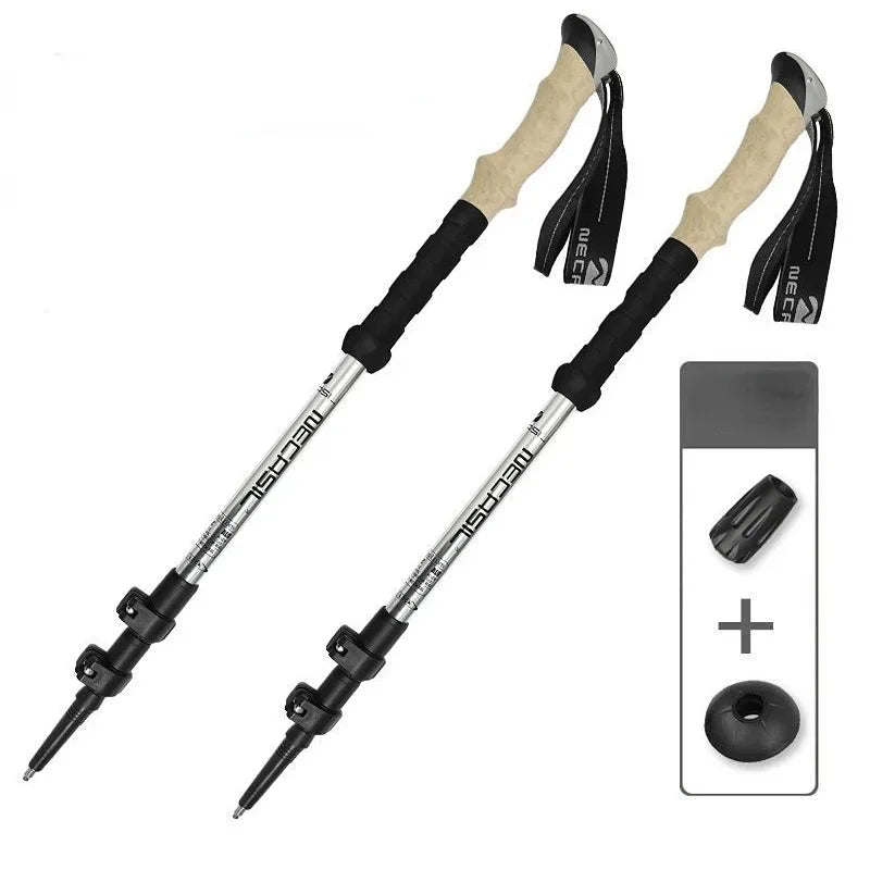 2 BASTONES DE TREKKING ALPENSTOCK TELESCÓPICOS ULTRALIGEROS PREMIUM AJUSTABLES CON BLOQUEO RÁPIDO