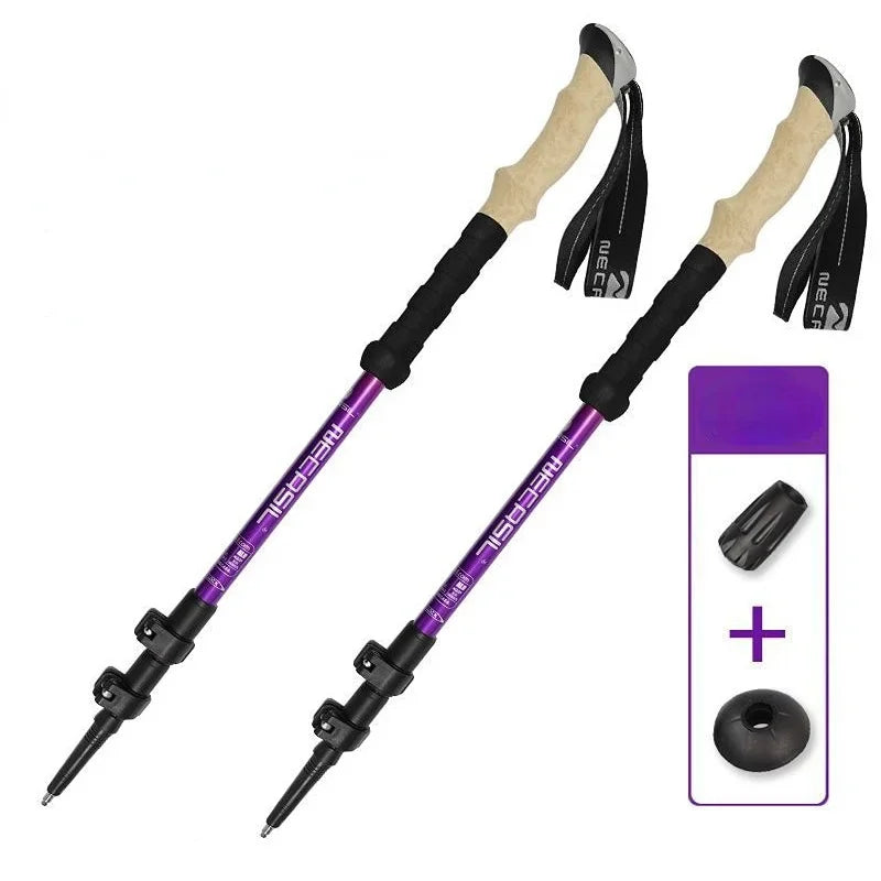 2 BASTONES DE TREKKING ALPENSTOCK TELESCÓPICOS ULTRALIGEROS PREMIUM AJUSTABLES CON BLOQUEO RÁPIDO