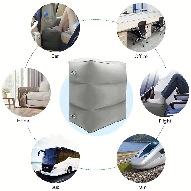 1 ALMOHADA INFLABLE PARA REPOSAPIÉS DE VIAJE, PORTÁTIL, AJUSTABLE, DE TRES CAPAS DE ALTURA, PARA REPOSAPIÉS, COJÍN PARA PIERNAS.