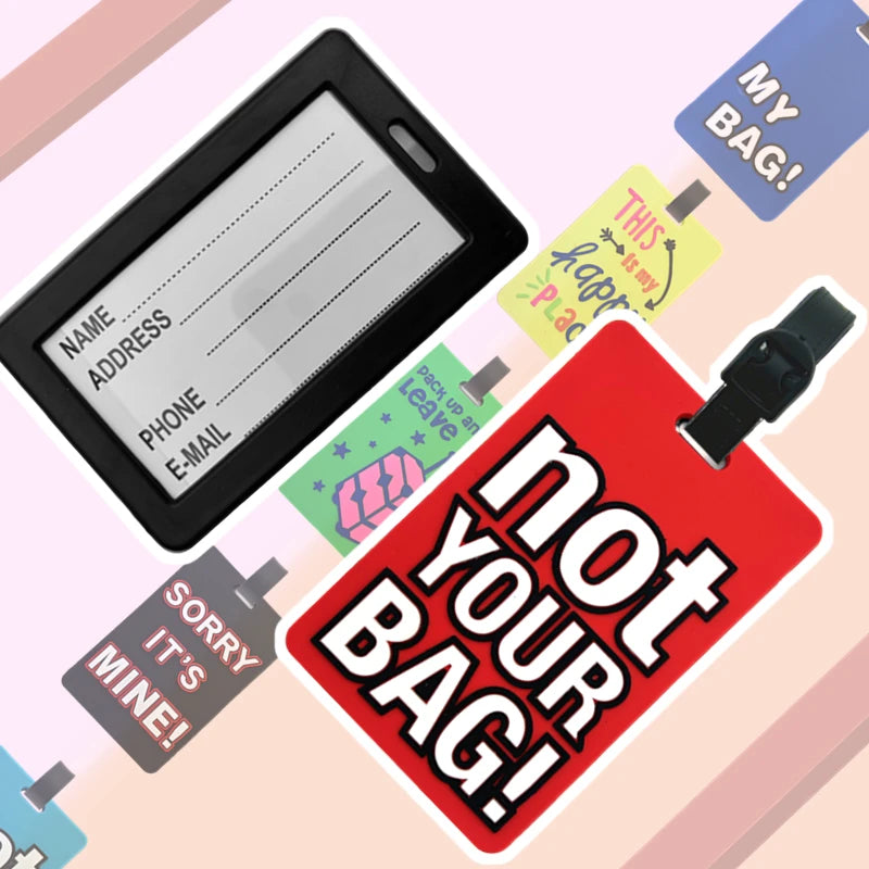 1/7PC PORTABLE TRAVEL ACCESSORIES LUGGAGE TRAVEL TAG SILICA GEL SUITCASE LABELS NAME ID ADDRESS TAGS BAGGAGE BOARDING TAG LABEL