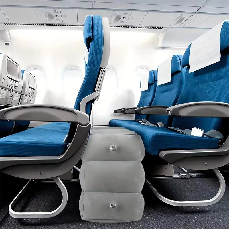 1 ALMOHADA INFLABLE PARA REPOSAPIÉS DE VIAJE, PORTÁTIL, AJUSTABLE, DE TRES CAPAS DE ALTURA, PARA REPOSAPIÉS, COJÍN PARA PIERNAS.