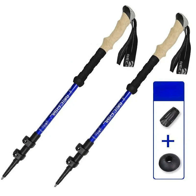 2 BASTONES DE TREKKING ALPENSTOCK TELESCÓPICOS ULTRALIGEROS PREMIUM AJUSTABLES CON BLOQUEO RÁPIDO