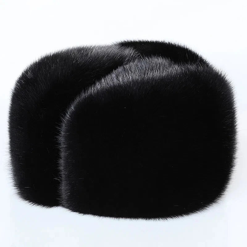 2025 INVIERNO UNISEX TOP REAL MINK FUR BOMBER HAT MASCULINO AUTÉNTICO MARTA CABEZA CÁLIDO NEGRO/MARRÓN GORRAS MEJOR REGALO PARA PADRES GORRAS