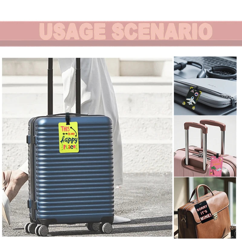 1/7PC PORTABLE TRAVEL ACCESSORIES LUGGAGE TRAVEL TAG SILICA GEL SUITCASE LABELS NAME ID ADDRESS TAGS BAGGAGE BOARDING TAG LABEL